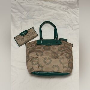 Coach Ashley Dotted Op Art North/South Satchel-Tote Bag and Wallet Set